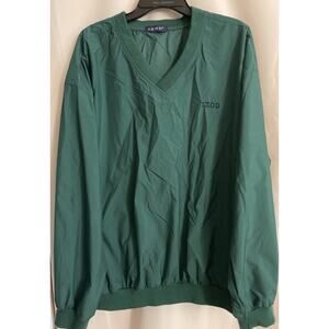 Izod Men's Golf Pullover‎ Windbreaker Size Large Green V-Neck Zip Pockets VTG HK